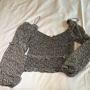 Astr Black and White Floral Blouse